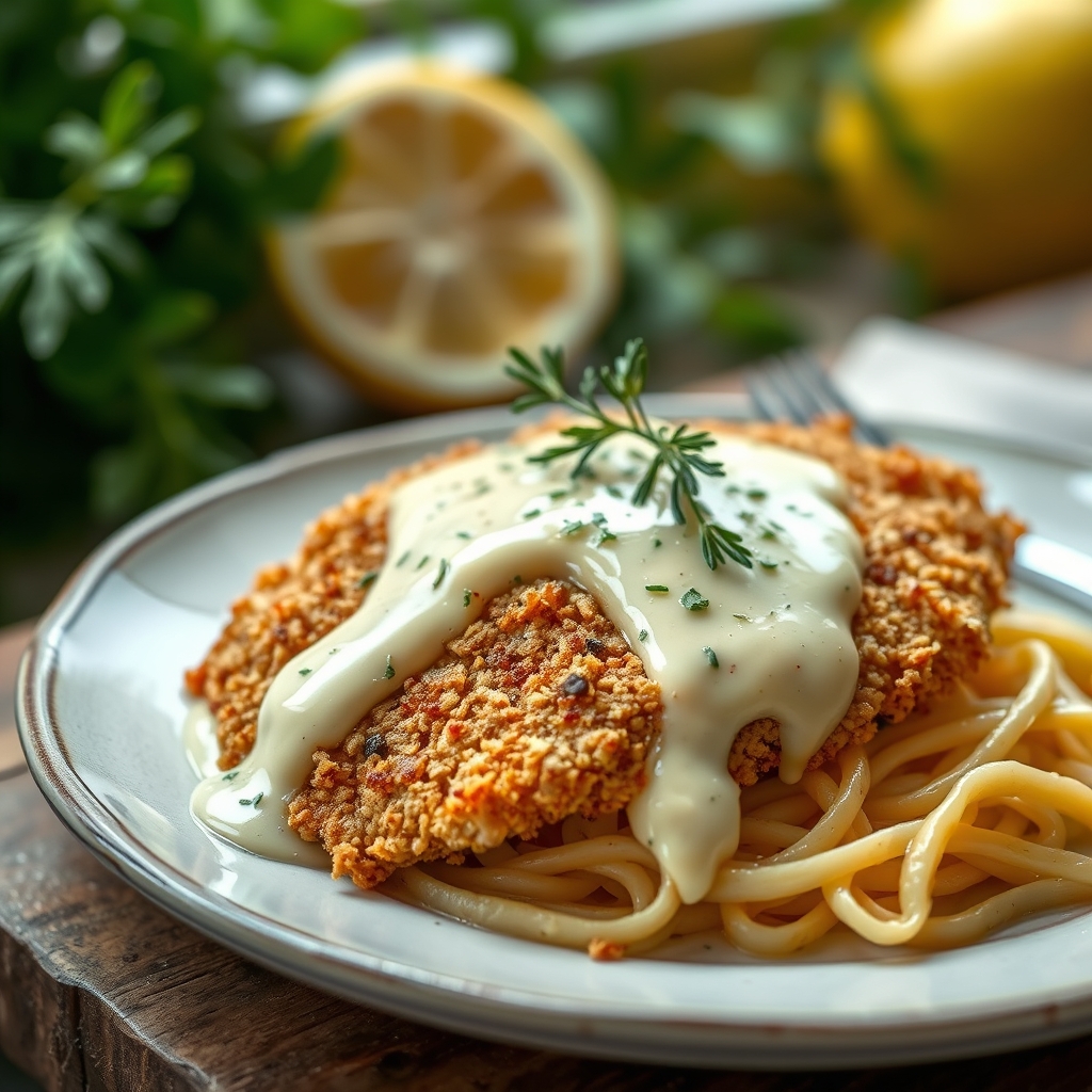 Crispy Pork-Rind Tilapia with Lemon Cream Sauce